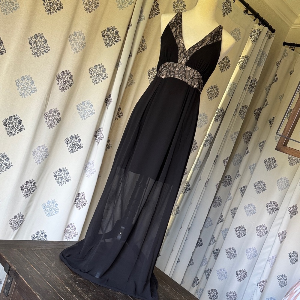 BCBGeneration Black Maxi Dress with Lace Detail